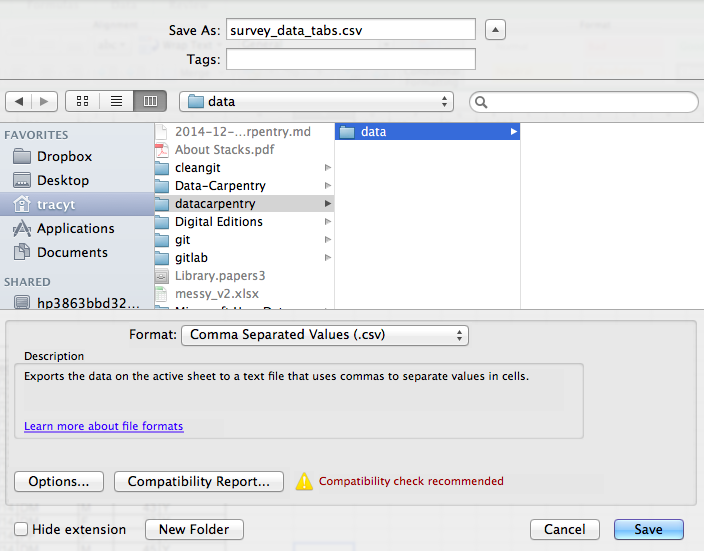 Saving an Excel file to CSV